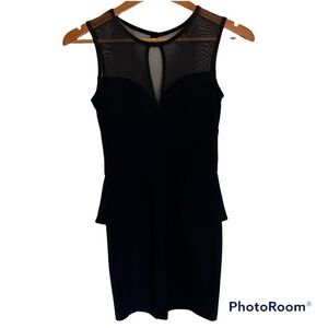 Bebe Peplum 90’s Black Mini Cocktail Dress, Size X Small